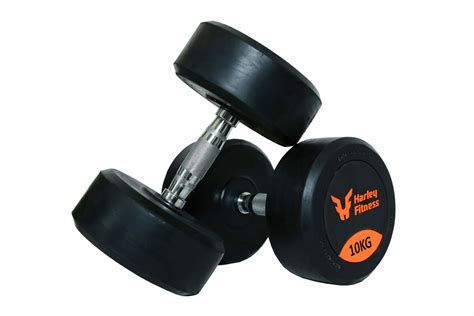 Harley Fitness 10 00kg Premium Rubber Coated Bouncing Round Dumbbells 1 Pair Jomla Ae