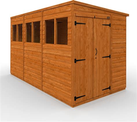 Power Sheds Wooden Shed 12x6 Pent Wooden Garden Shed Double Door Shed