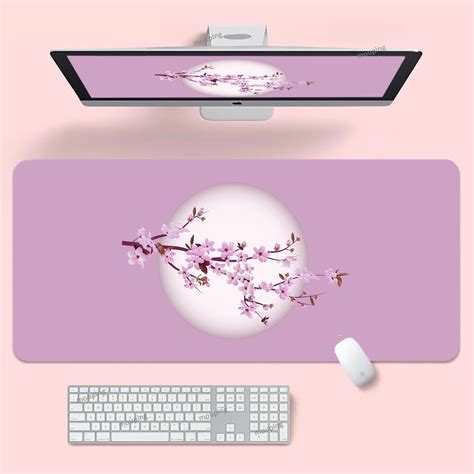 Sakura Desk Mat Japan Mouse Pad Company Black And White Mousepad Pink