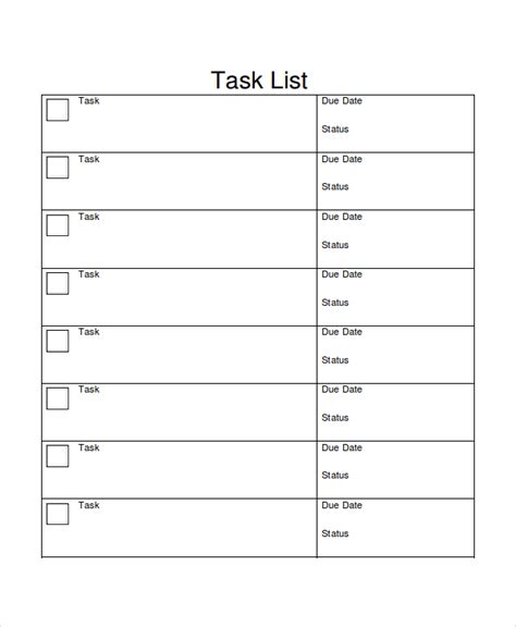 printable work   list template printable templates