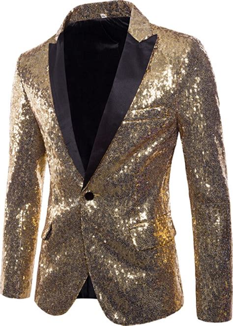 Charmlinda Men S Sequin Blazer Suit Jacket Luxury Dress Suit Jacket