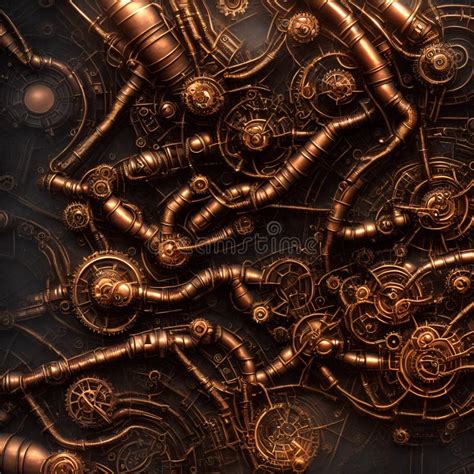 Steampunk Gears And Pipes Background Stock Illustration Illustration