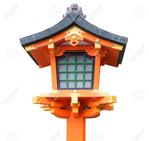 Japanese Wooden Lantern Isolated On White Stock Photo Wooden