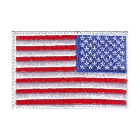 Us Reverse White Border Flag Embroidered Patch Etsy