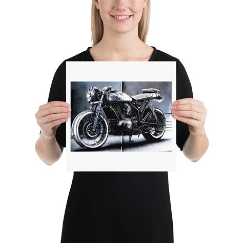 Black and White Motorcycle Art Poster - Schuyler Franco