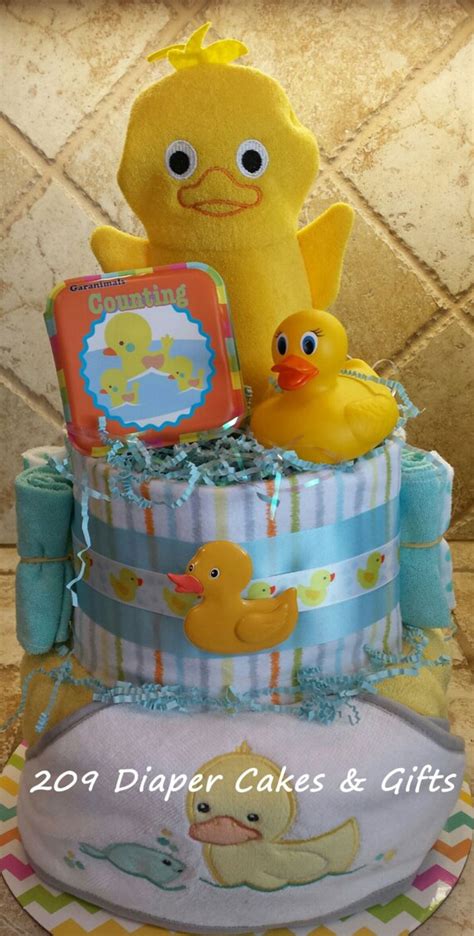 Gender Neutral Rubber Ducky Diaper Cake For Baby Shower