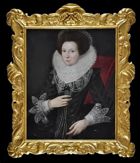 Portrait Of A Lady In Elaborate Costume With Ruff And Pearls C 1615