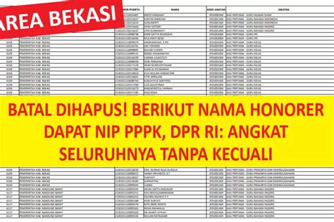 Batal Dihapus Berikut Nama Honorer Area Bekasi Dapat Nip Pppk Dpr Ri