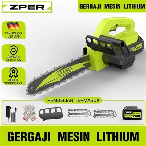 Jual ZPER Cordless Chainsaw 12 Gergaji Mesin Lithium Gergaji Rantai