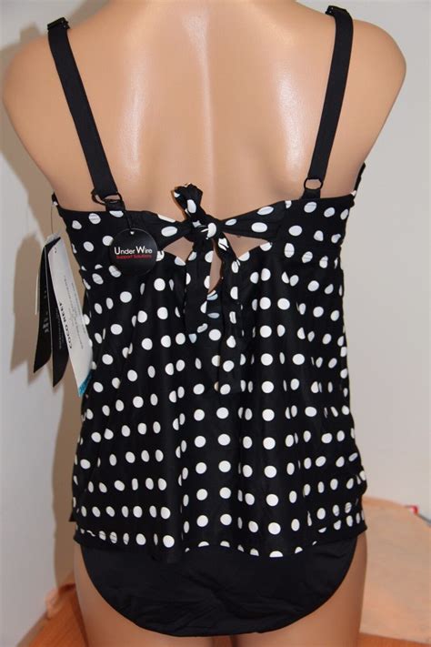 NWT Coco Reef Swimsuit Bikini Tankini 2pc Set Sz L 32 34C Black White