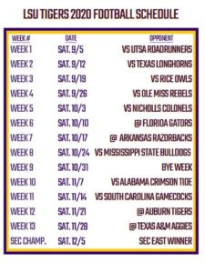 Printable Lsu Football Schedule 2023-2024 - FreePrintable.me