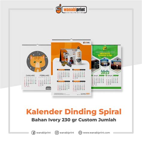 KALENDER DINDING ISI 6 LEMBAR BAHAN IVORY 230 SPIRAL