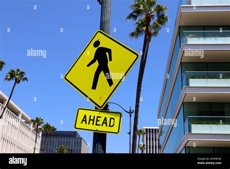 Road sign: Pedestrian Crosswalk Ahead Sign Stock Photo - Alamy