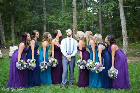 Purple And Teal Bridesmaids Dresses