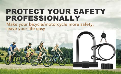 Sisliya Bike U Lock With Keys Bike U Shaped Lock Durable Steel Bicycle