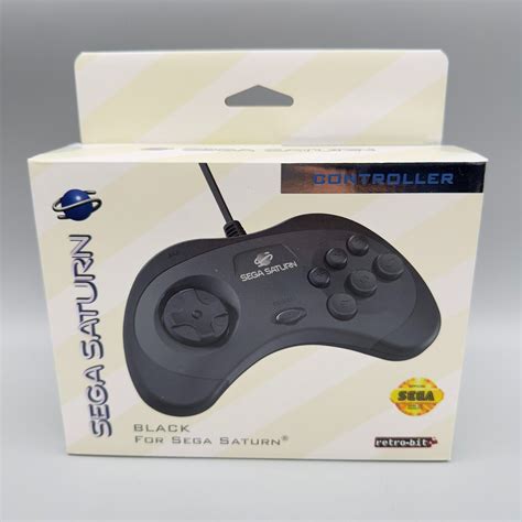 Retro Bit Official Sega Saturn Controller Pad For Sega Saturn Black