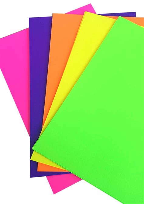 Papel Colorido Neon Green Orange Yellow Violet Pink A4 180 Gr