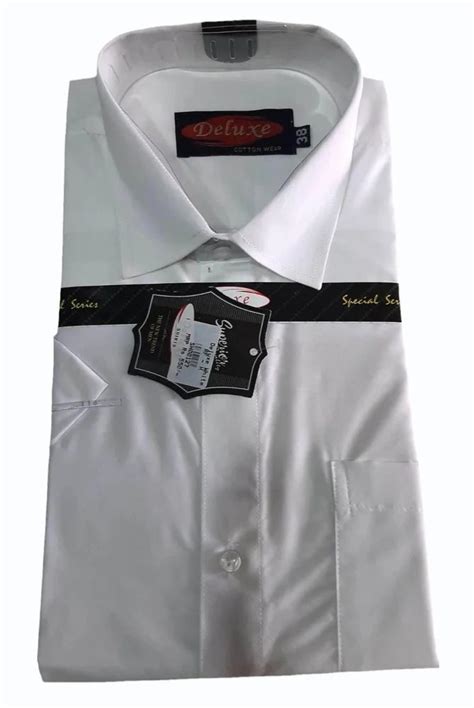 Plain Men White Poly Cotton Shirt Half And Full Sleeves Formal Wear