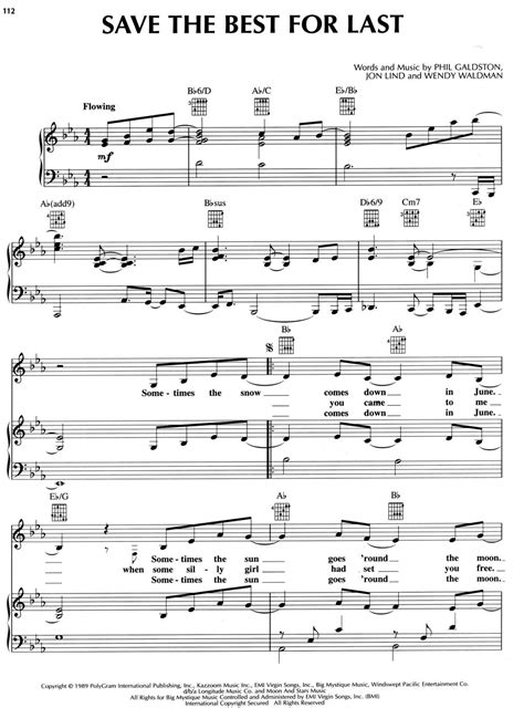 Save The Best For Last Sheet Music Piano Score Free Pdf Download