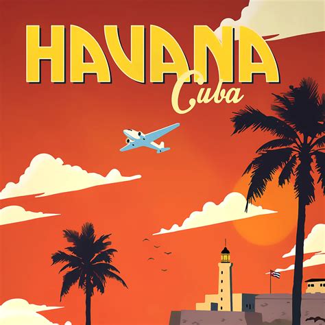 Havana Cuba Poster Vintage Travel Poster Havana Cuba Print Etsy