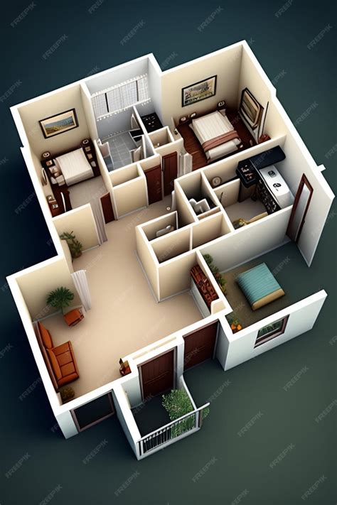 3d small house floor plan design | Premium AI-generated image