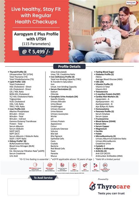 Aarogyam C Plus Profile With Utsh Thyrocare Aarogyam Centre