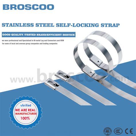 304 316 Ball Lock Stainless Steel Cable Ties For Heavy Duty Cable