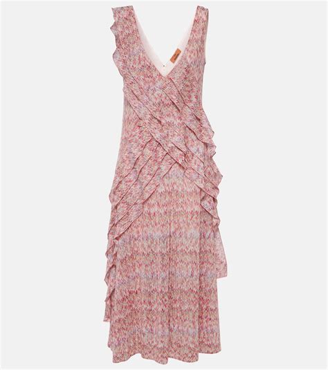 Zig Zag Ruffled Midi Dress In Pink Missoni Mytheresa