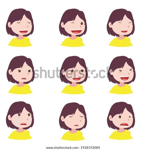 Woman Different Facial Expressions Make Motion Stock Vector Royalty