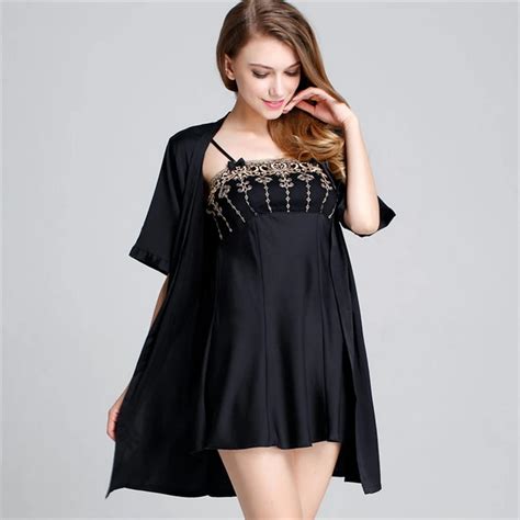 Wholesale Nobility Women Satin Robe Sets Nightwear Silk Lace Short