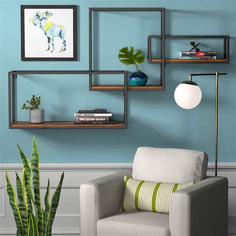 Rivet Contemporary Cubic Iron 3 Shelf Floating Unit Rivet Home