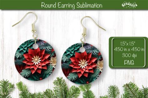 3D Christmas Round Earring Sublimation Graphic By Createya Design