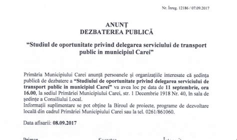 DEZBATERE PUBLICĂ pentru delegarea Serviciului de Transport Public la