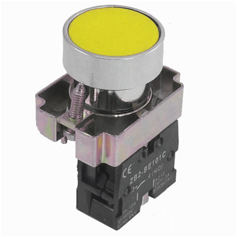 Boton pulsador 22mm metalico DNBA51 Amarillo IACSA México