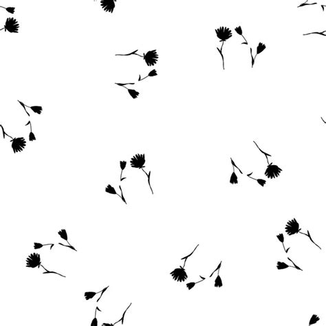 Textura Vectorial Monocrom Tica Siluetas Florecen Patr N Sin Costuras