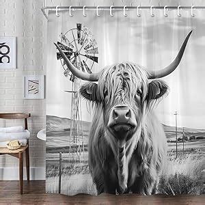 Amazon Dvikvmo Farmhouse Highland Cow Shower Curtain Rustic