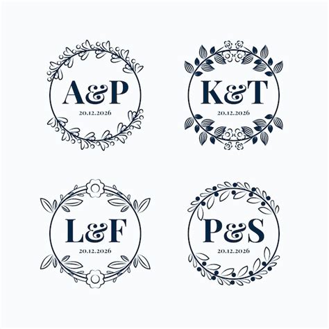 Elegante Paquete De Monogramas De Boda Vector Gratis