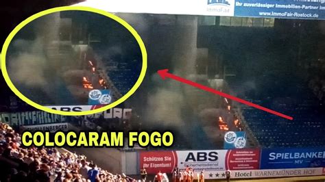 INACREDITÁVEL TORCEDORES COLOCAM FOGO NO ESTADIO HANSA ROSTOCK X