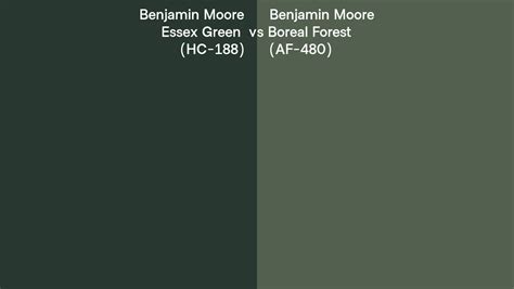 Benjamin Moore Essex Green Vs Boreal Forest Side By Side Comparison