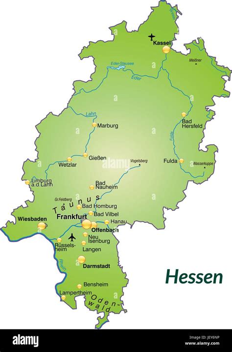 Hessen In Deutschland Als Eine Inselkarte Mit Allen Wichtigen