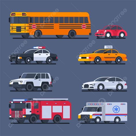 City Transport And Official Transport Set Cars School Bus Set Patrol