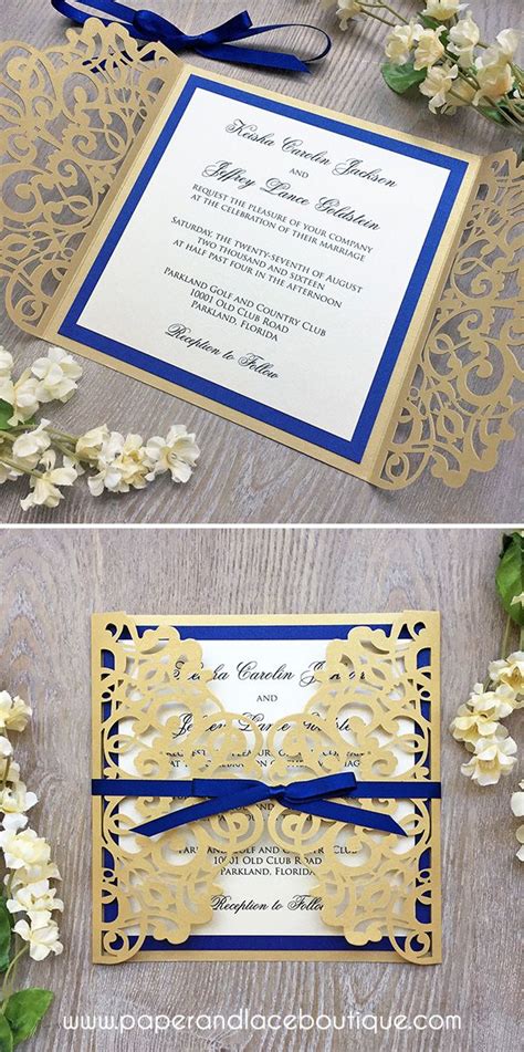 Royal Blue And Gold Wedding Invitations - jenniemarieweddings