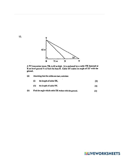 Trigonometry Word Problems Online Exercise For Live Worksheets