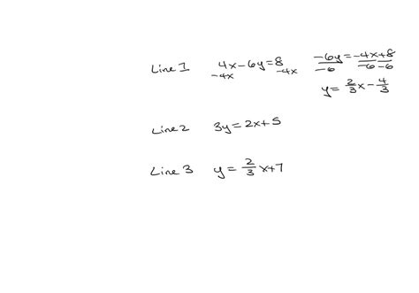 Solved The Equations Of Three Lines Are Given Below Line 1 4x 6y8