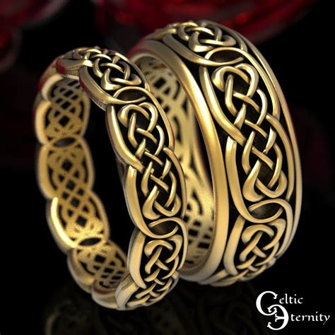 Gold Matching Wedding Bands Celtic Matching Rings Wedding Ring Set