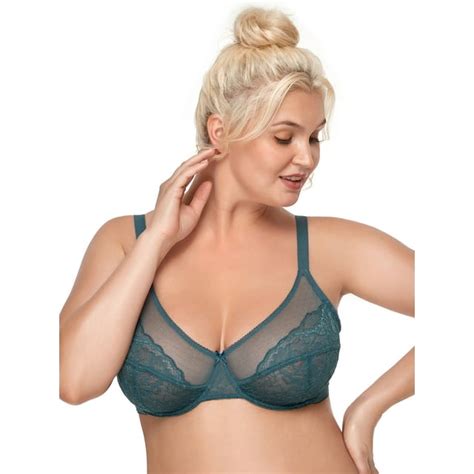 Hsia Plus Size Bras For Women Full Coverage Back Fat Underwire Unlined Bras Balsam Blue 46dd