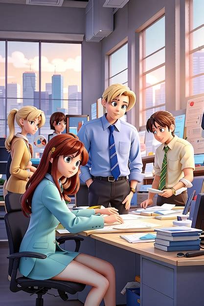 Premium AI Image | Cartoon characters working in office together ...