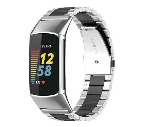 Fitbit Charge 5 Stalen Band Zilver Zwart Smartwatchbanden Nl