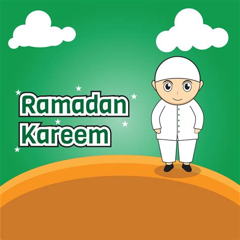 ramadan kareemhappy fasting ramadan cute cartoon illustration