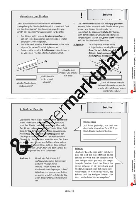 Stationenlernen Sakramente Sekundarstufe Unterrichtsmaterial Im